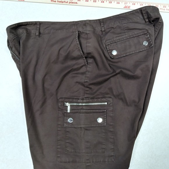 MICHAEL Michael Kors Brown Cargo Pants Women Size 16W Long Tall Stretch 8 Pocket - Picture 7 of 9